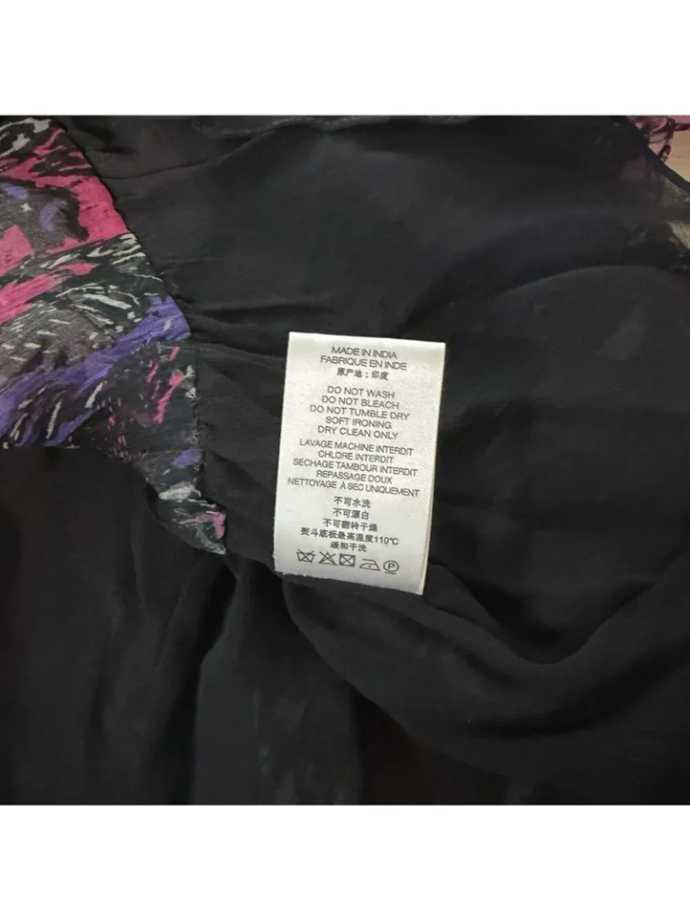 IRO Street Marble Blouse Size 36 US Small 4 Sheer Chiffon Multi Twist Knot Front - Picture 9 of 14